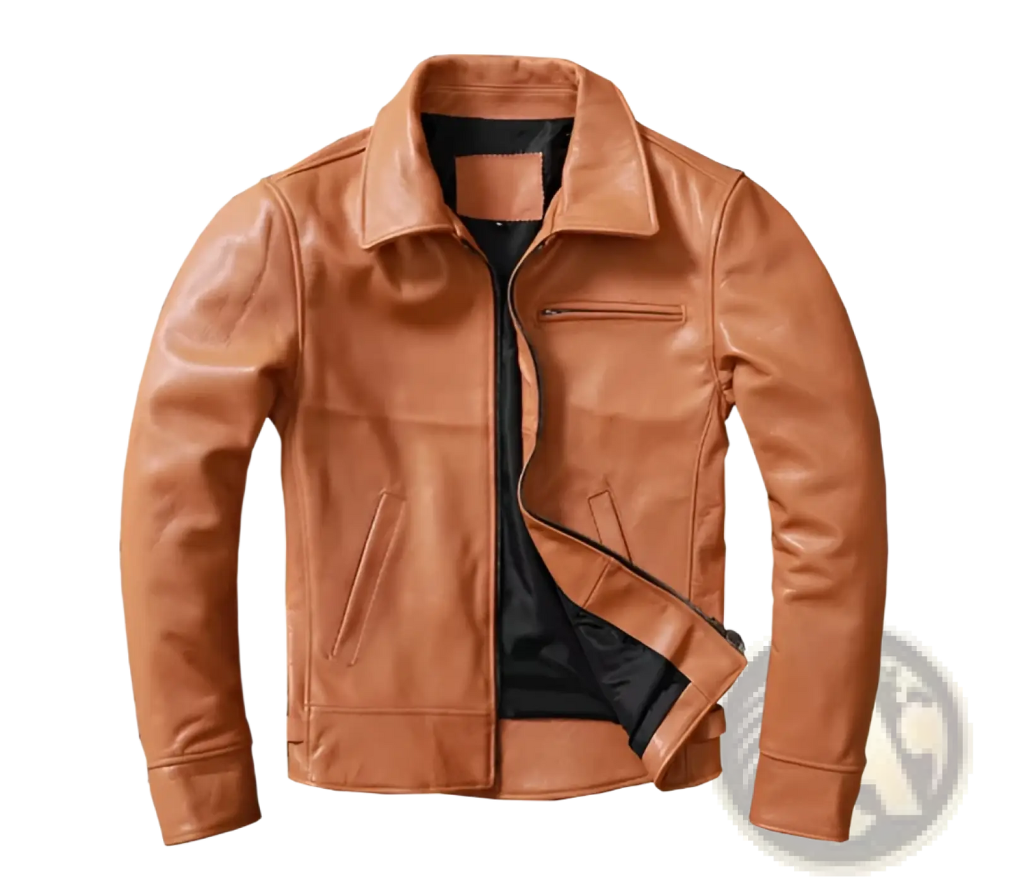 Men's Tan Cowhide Leather Motorcycle Jacket