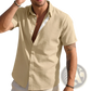 Men’s Textured Bamboo Linen Short Sleeve Button Down Shirt
