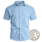 Men’s Textured Bamboo Linen Short Sleeve Button Down Shirt