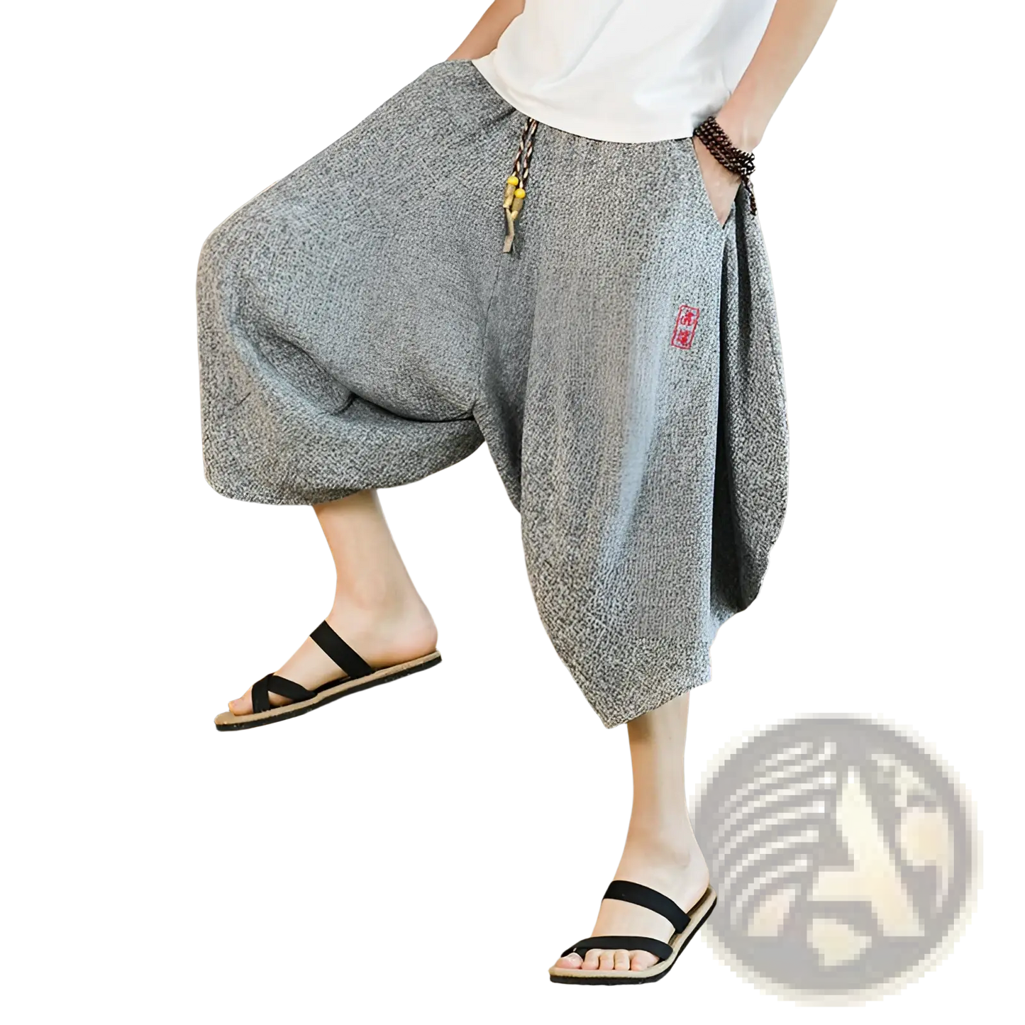 Men's Textured Cotton Wide Leg Lantern Harem Shorts