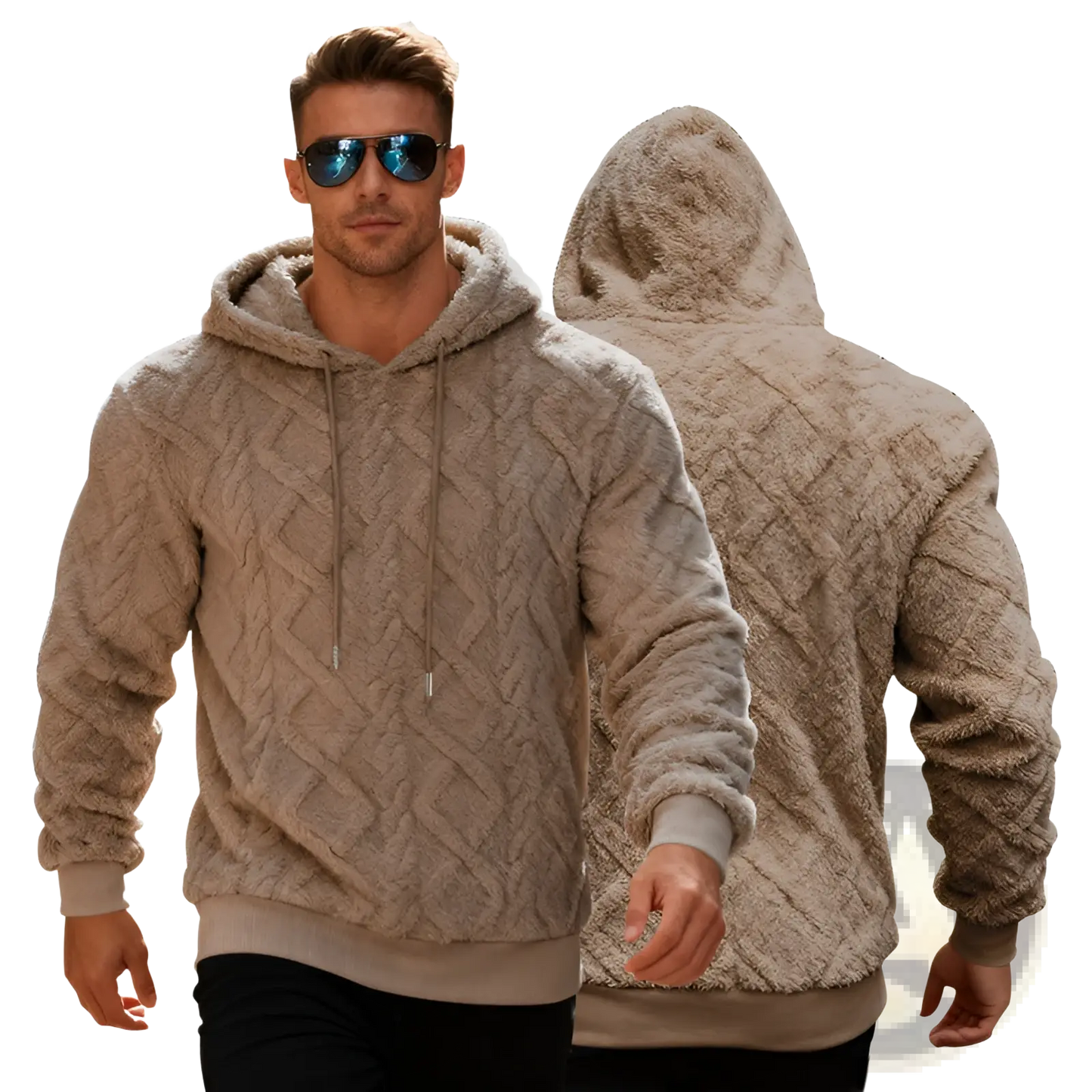 Men's Textured Fleece Lined Knit Hoodie