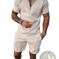 Men's Textured Polo and Shorts Coordinated Summer Set