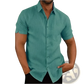 Men's Textured Short Sleeve Button Up Shirt with Pocket