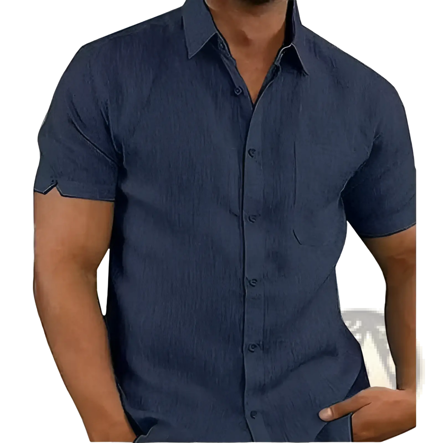 Men's Textured Short Sleeve Button Up Shirt with Pocket