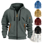 Men's Textured Sporty Zip Hoodie with Orange Accents