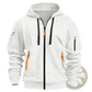 Men's Textured Sporty Zip Hoodie with Orange Accents