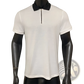 Men's Textured White Polo Shirt with Black Contrast Zipper