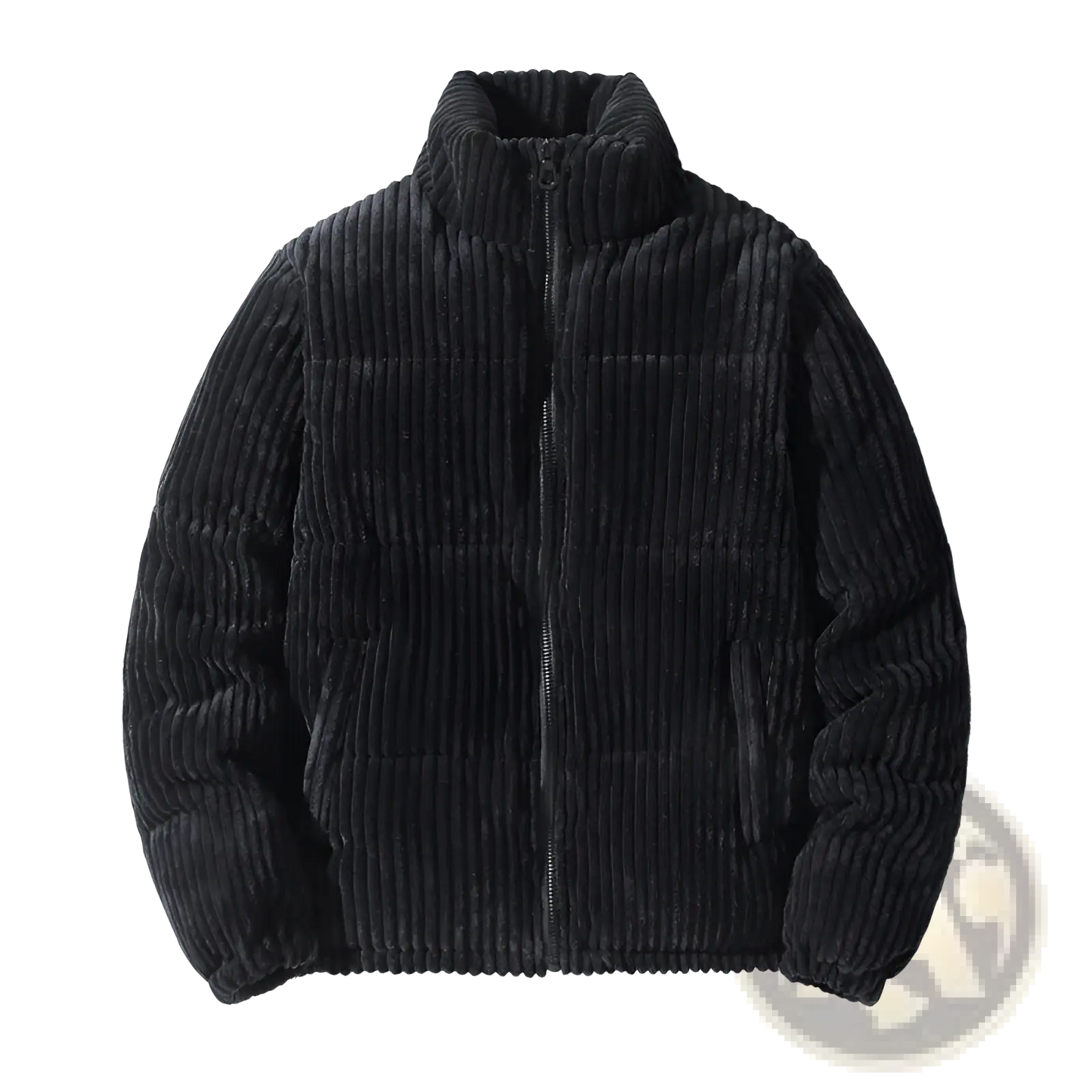Men's Thickened Corduroy Puffer Jacket with High Collar