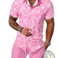 Men's Tropical Print Short Sleeve Shirt and Shorts Set