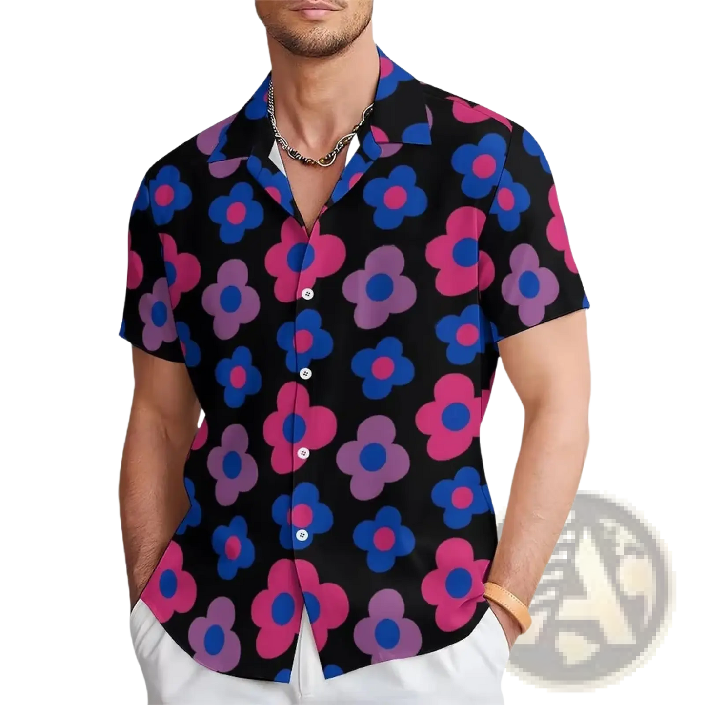Men's Tropical Surfing Bigfoot Short Sleeve Hawaiian Shirt