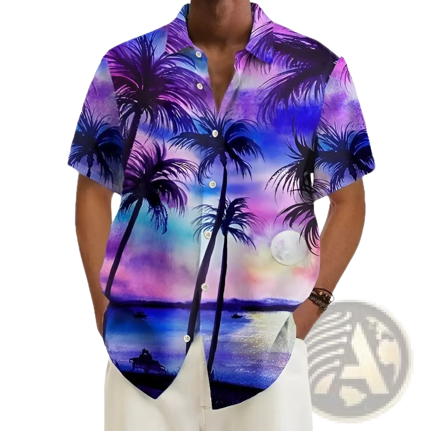 Men's Tropical Surfing Bigfoot Short Sleeve Hawaiian Shirt
