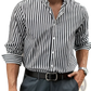 Men's Vertical Striped Loose Casual Long Sleeve Shirt