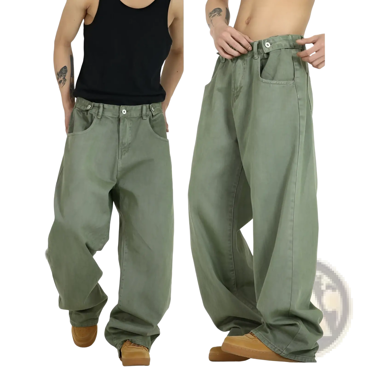 Men's Vintage Wide Leg High Waist Relaxed Denim Jeans
