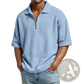 Men's Waffle Knit Half Zip Short Sleeve Polo Shirt