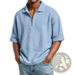Men's Waffle Knit Half Zip Short Sleeve Polo Shirt