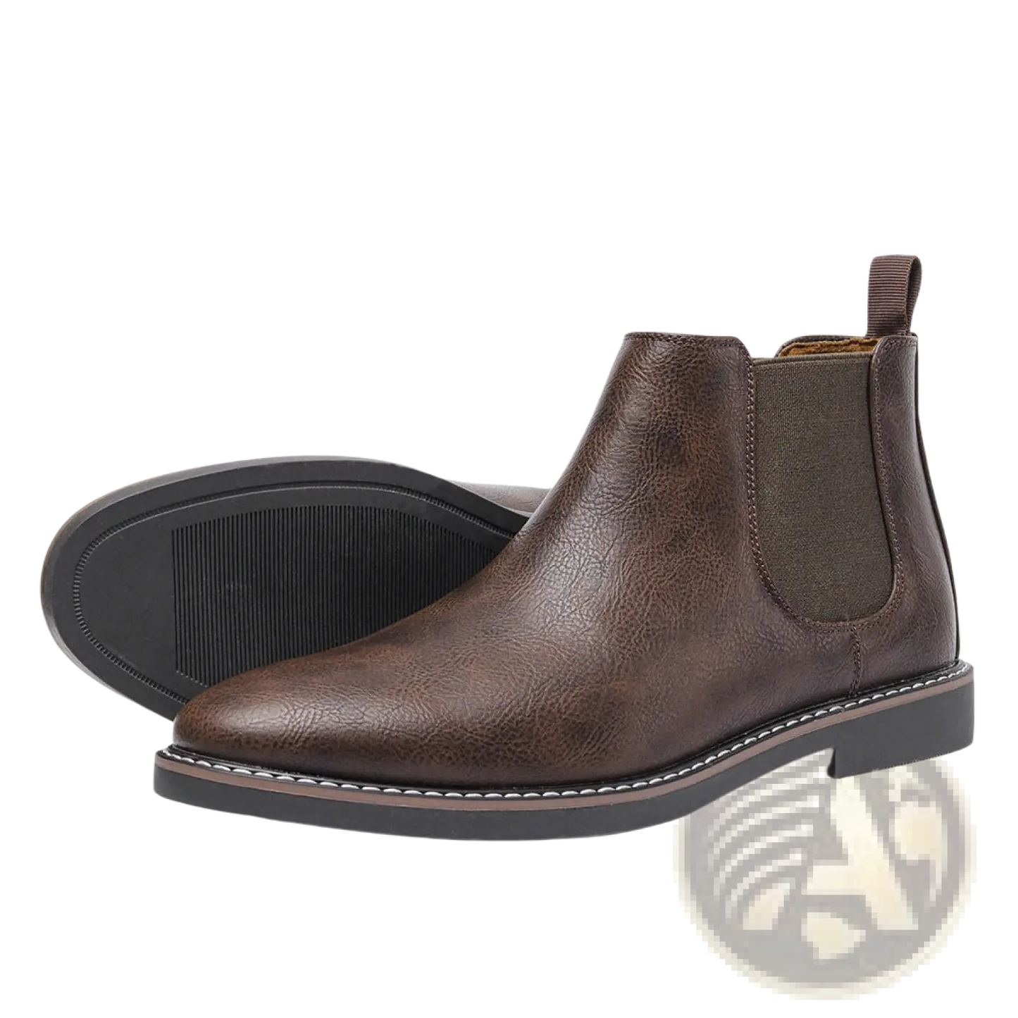 Men's Waterproof Leather Chelsea Boots with Tan Sole