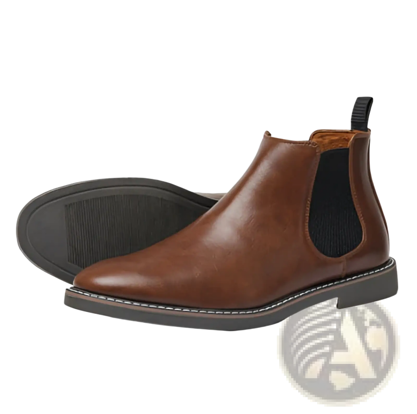 Men's Waterproof Leather Chelsea Boots with Tan Sole