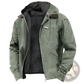 Men's Winter Fleece Lined Hooded Jacket with Leather Accents