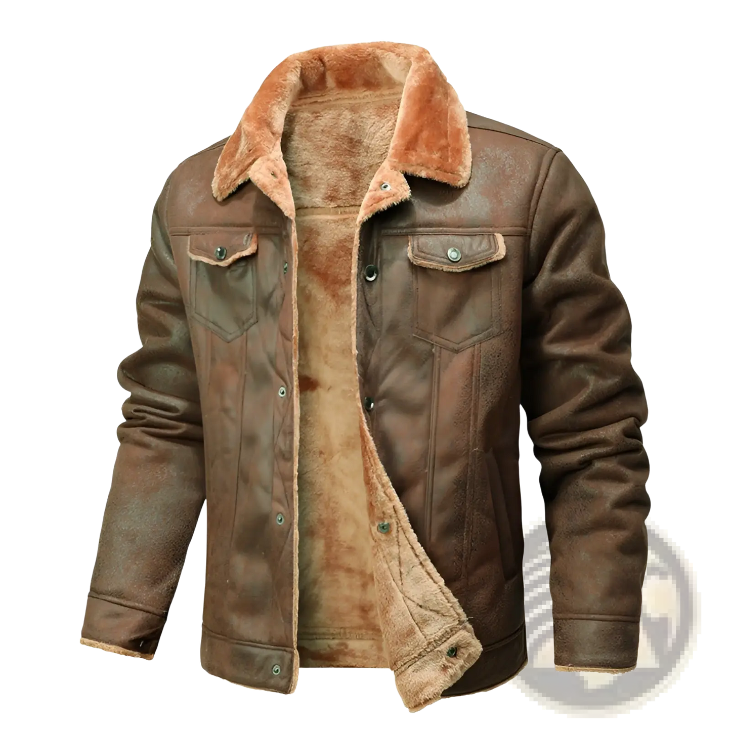 Men's Winter Fleece Lined Shearling Denim Jacket