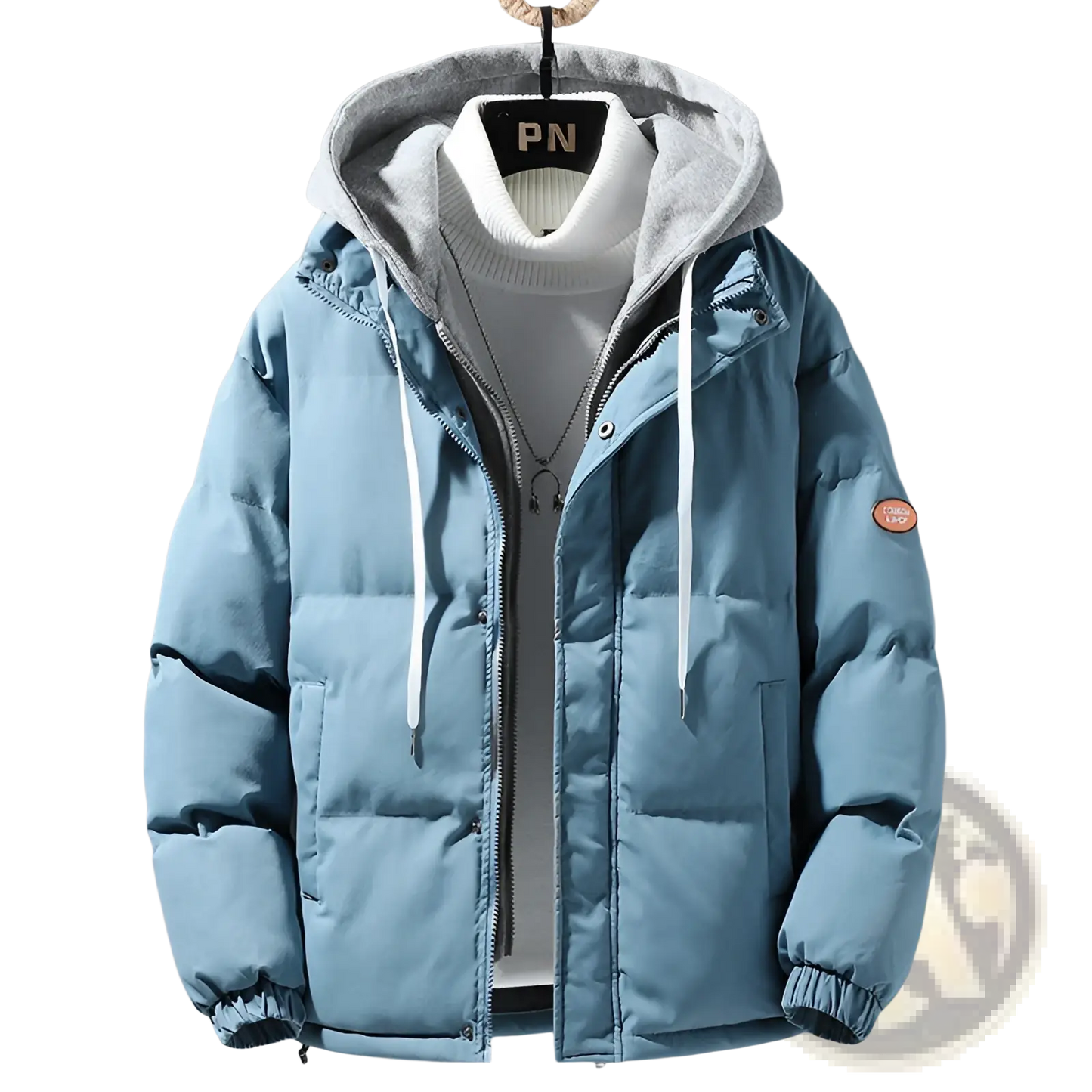 Men's Winter Windproof Layered Hooded Puffer Jacket