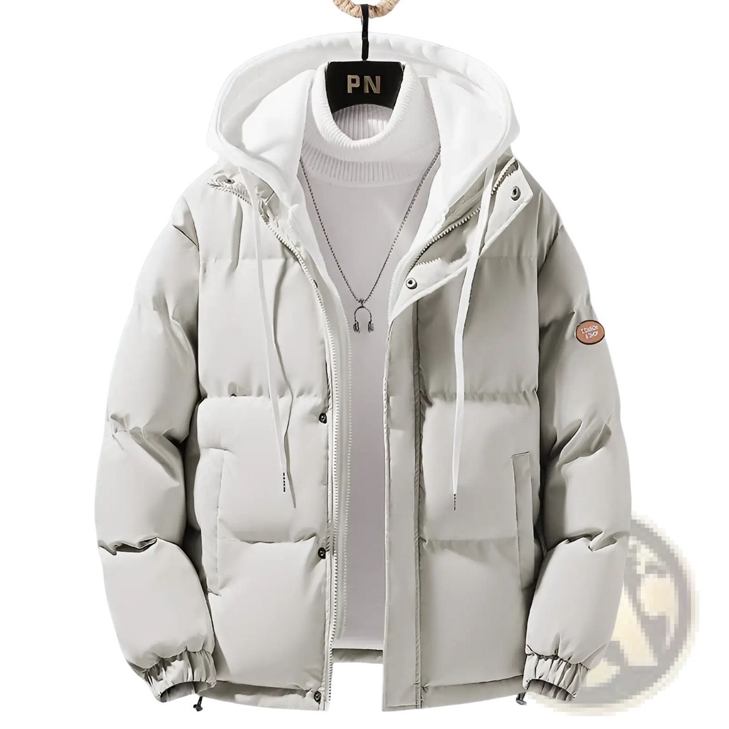 Men's Winter Windproof Layered Hooded Puffer Jacket
