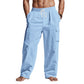 Men's Loose Fit Breathable Linen Wide Leg Cargo Pants