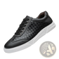 Men's Woven Leather Casual Sneakers White Black