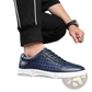 Men's Woven Leather Casual Sneakers White Black