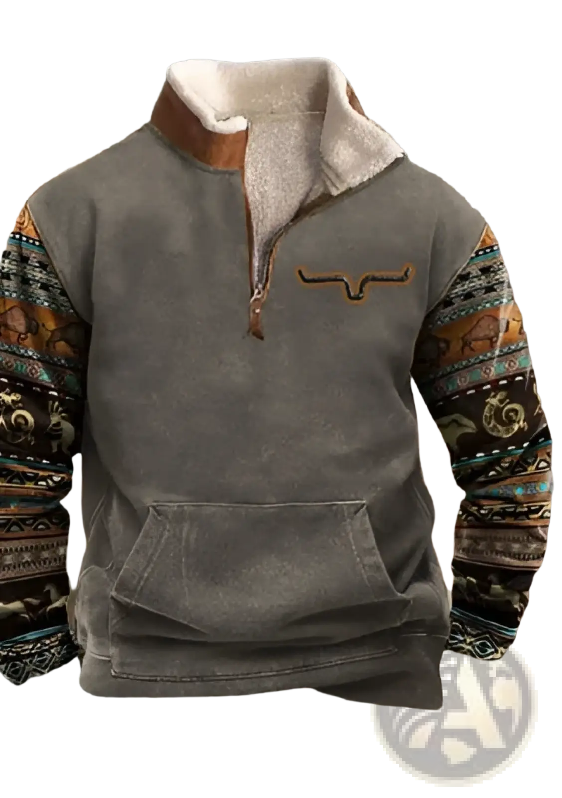 Men's Yellowstone Tribal Print Quarter Zip Fleece Hoodie