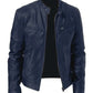 Men's Slim Fit Stand Collar Faux Leather Biker Jacket