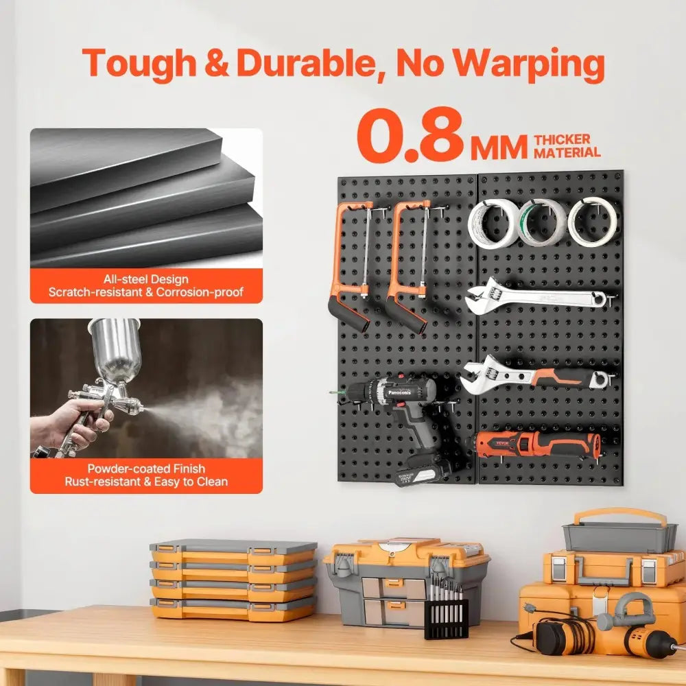 Black Heavy Duty Steel Pegboard Wall Organizer 2 Pack