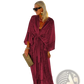 Metallic Bat Sleeve Pleated Sequin Maxi Dress