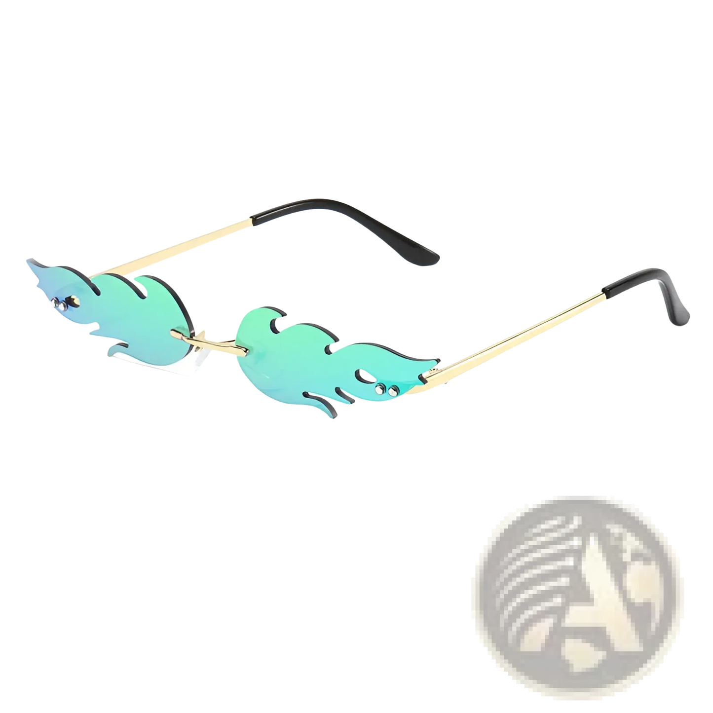 Metallic Flame Gemstone Sunglasses with Gradient Lenses