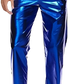 Metallic Silver High Waist Straight Leg Disco Pants