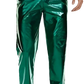 Metallic Silver High Waist Straight Leg Disco Pants