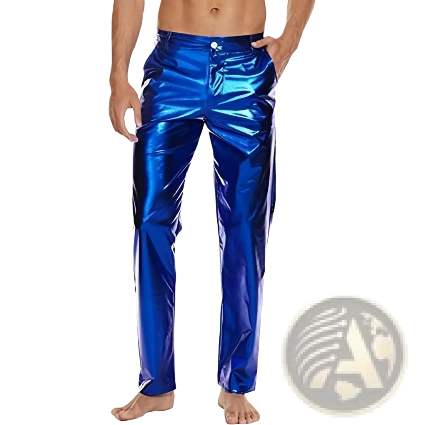 Metallic Silver High Waist Straight Leg Disco Pants