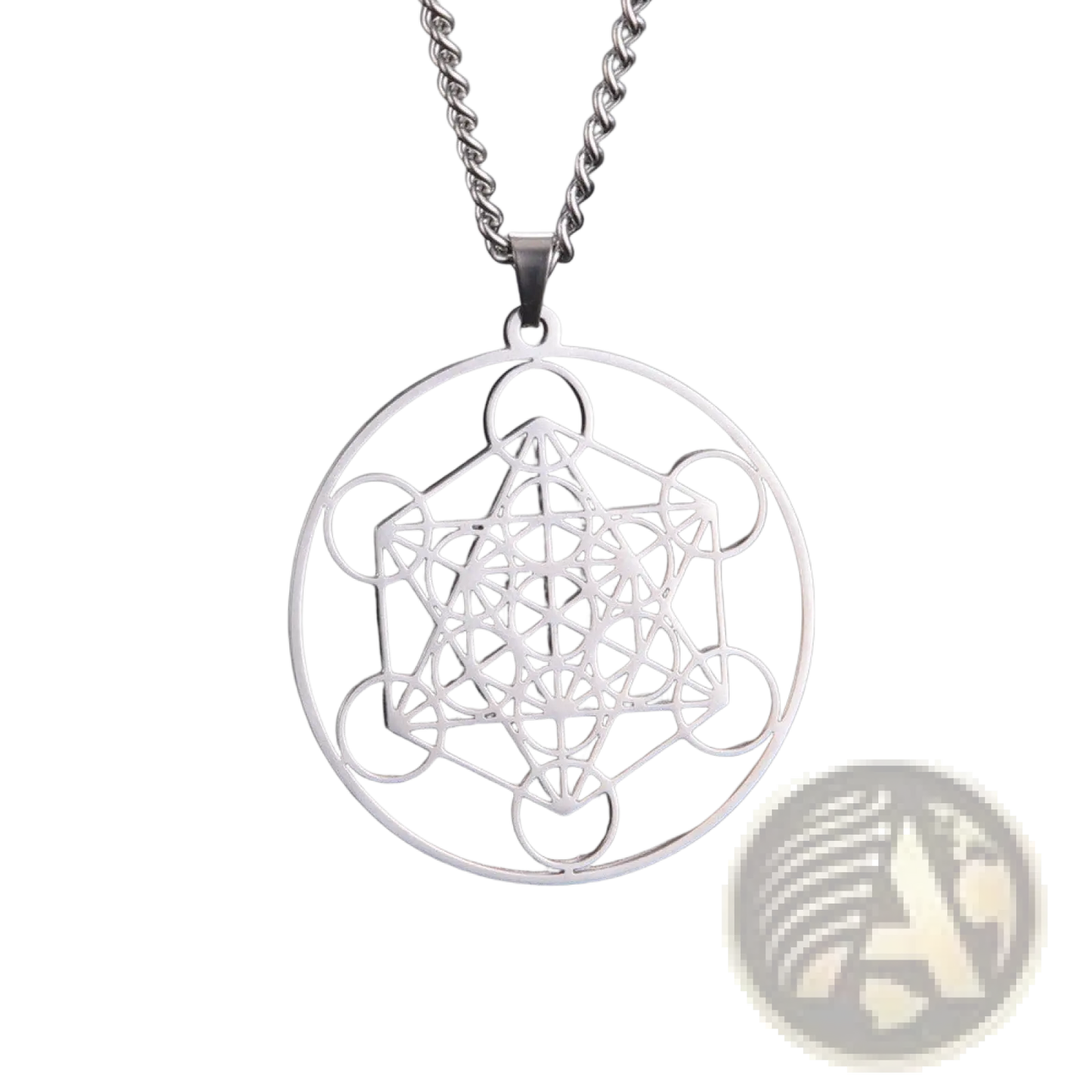 Metatron Cube Stainless Steel Moon Goddess Necklace