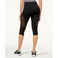 Leggings curtas Material Girl Juniors com painel de malha, pretas, tamanho extra pequeno