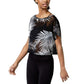 Material Girl Juniors Estampado Active Top Palm Preto Combinação Tamanho Extra Grande