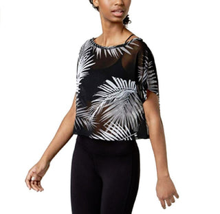 Material Girl Juniors Estampado Active Top Palm Preto Combinação Tamanho Extra Grande