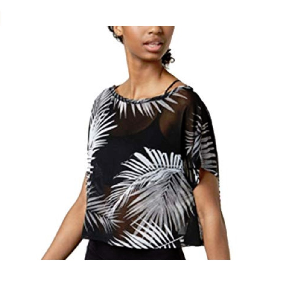 Material Girl Juniors Estampado Active Top Palm Preto Combinação Tamanho Extra Grande