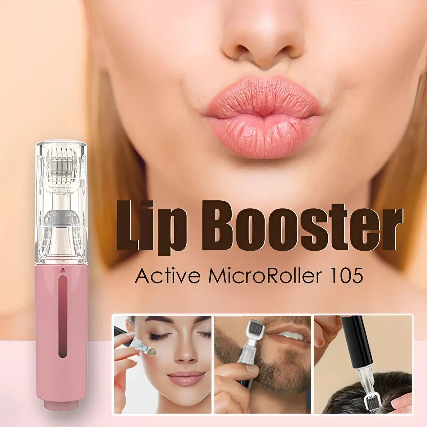 Microneedle Lip Roller and Serum Applicator Device