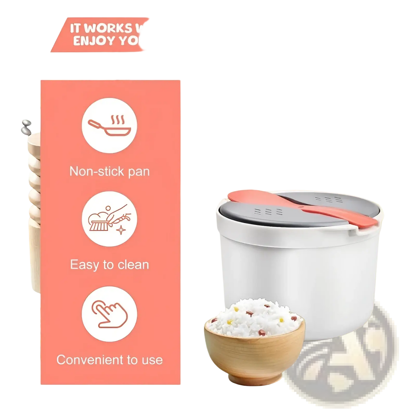 Microwave Rice Cooker 2l Steamer with Strainer Spoon
