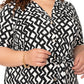 Vestido camisa feminino Jade Leota's Curve Zig Zag preto e branco