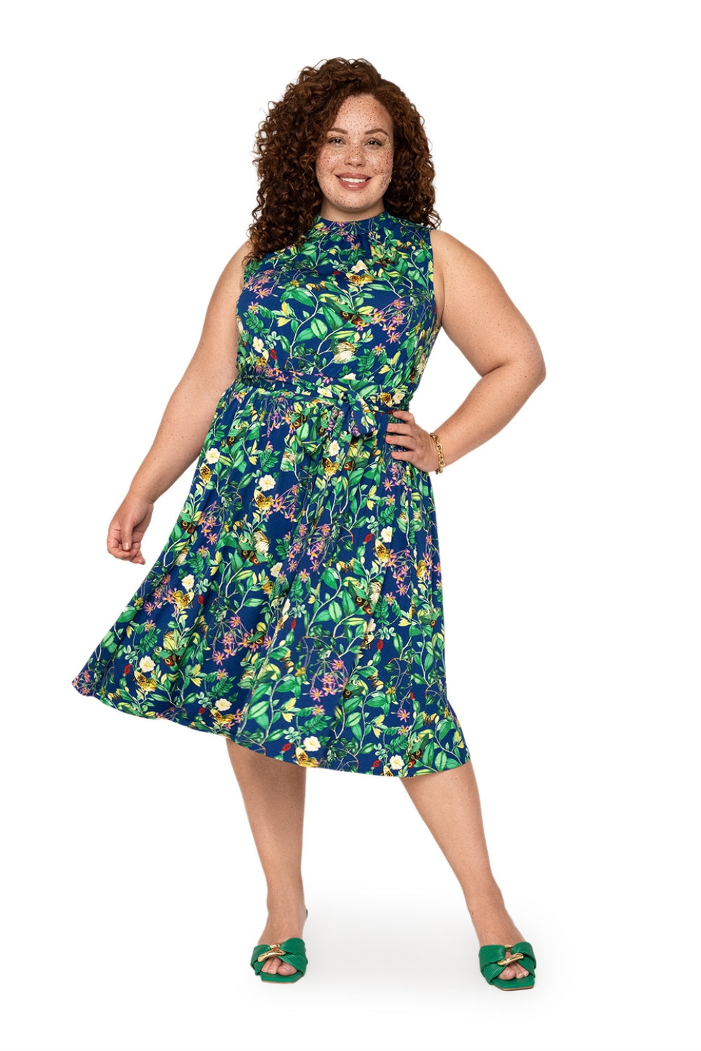 Vestido Mindy Feminino Leota's Curve Borboleta Prado Marinho Multi Tamanho 3X