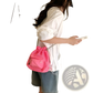 Mini Pink Mesh Drawstring Bucket Bag with Heart Charm