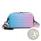 Mini Suitcase Crossbody Bag with Rainbow Strap