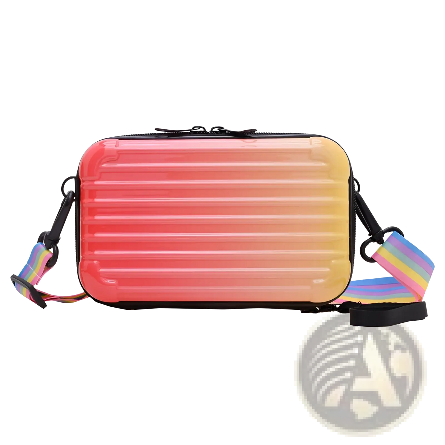 Mini Suitcase Crossbody Bag with Rainbow Strap