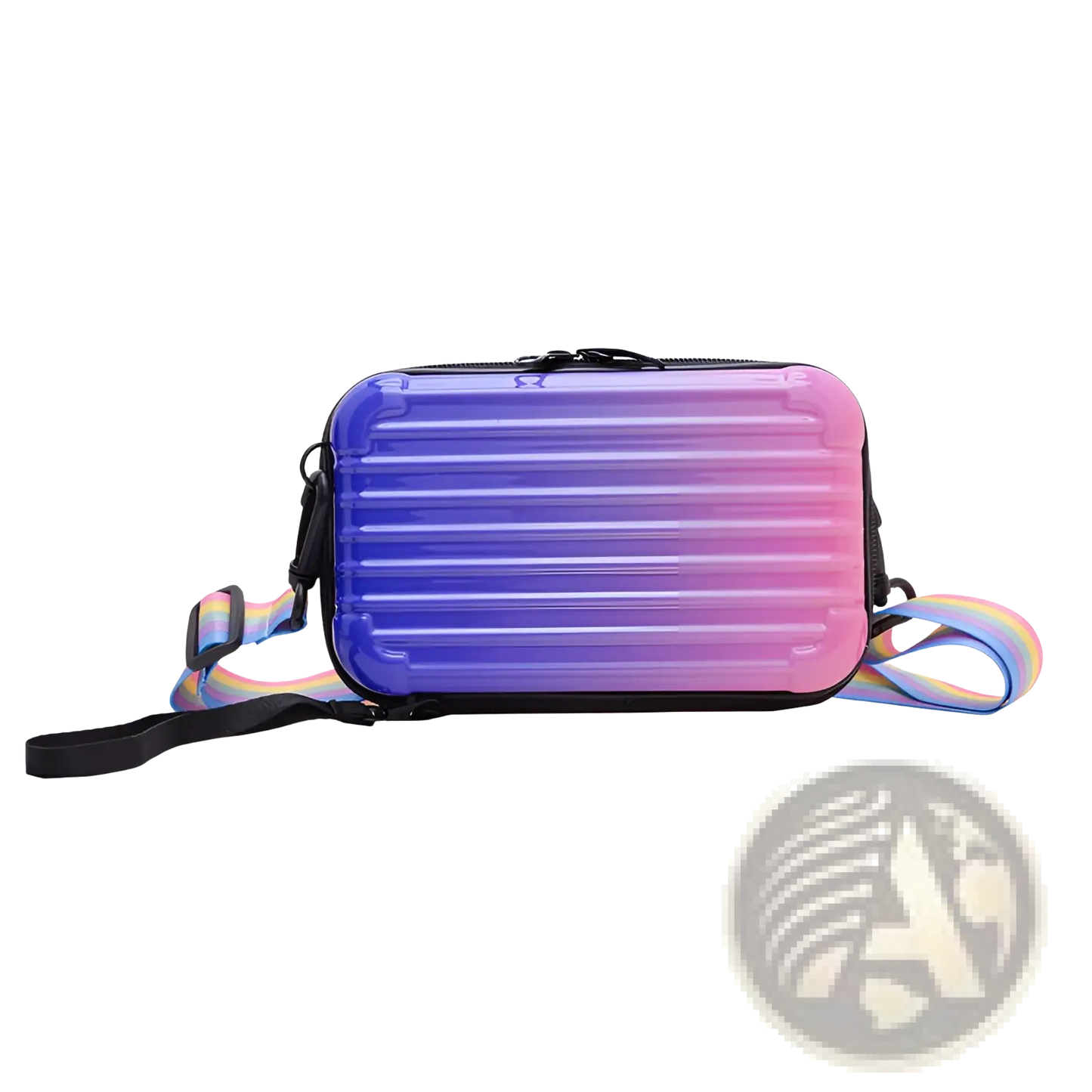 Mini Suitcase Crossbody Bag with Rainbow Strap