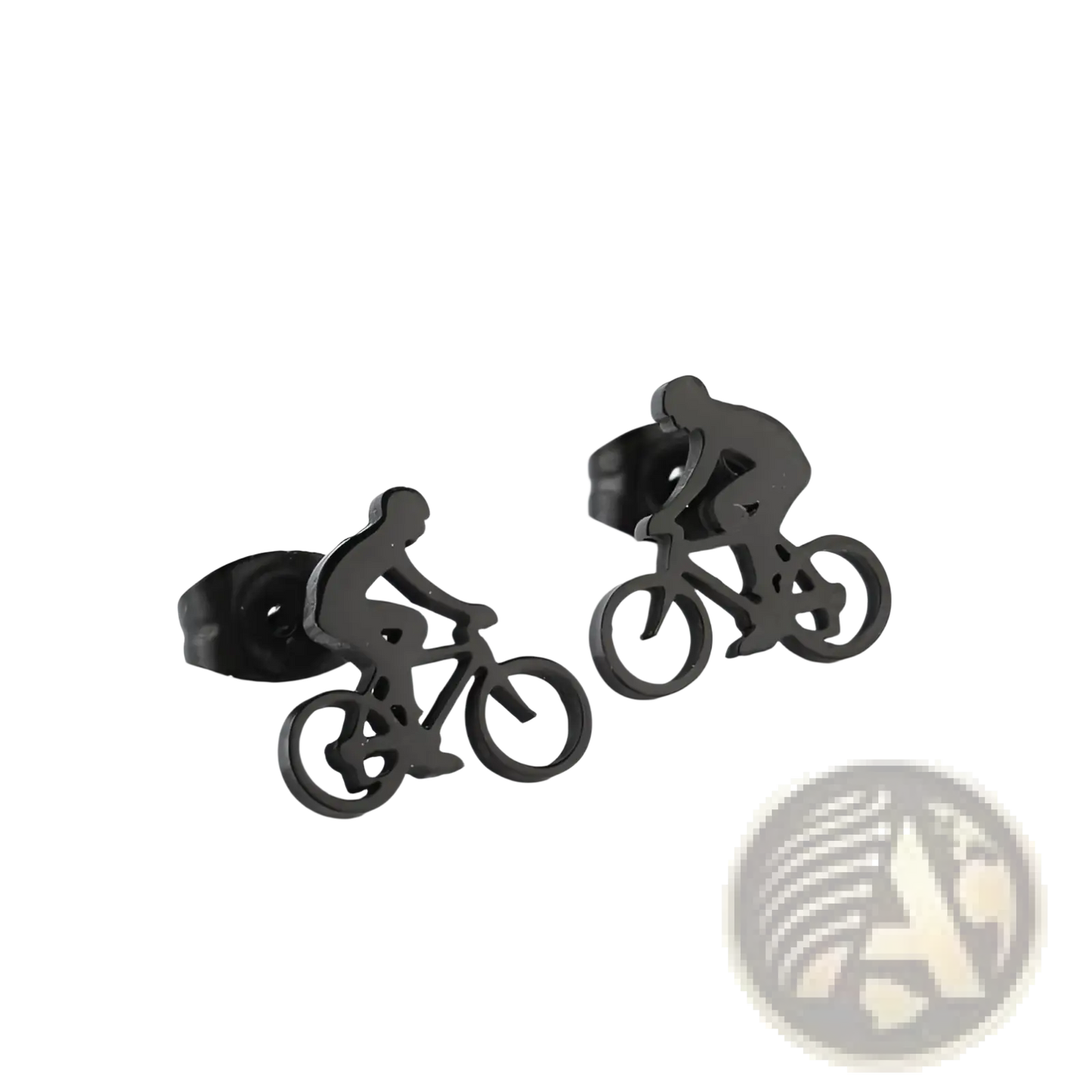 Minimalist Bicycle Rider Silhouette Stud Earrings
